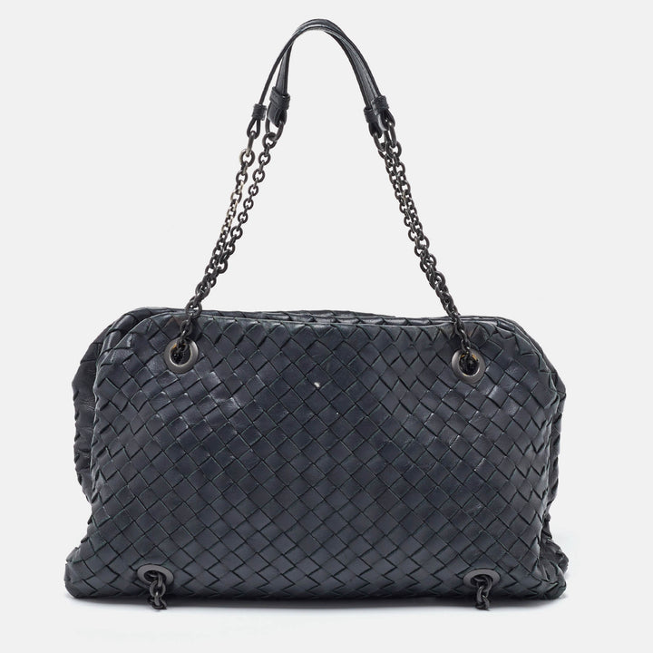 Bottega veneta Black Intrecciato Leather Shoulder Bag