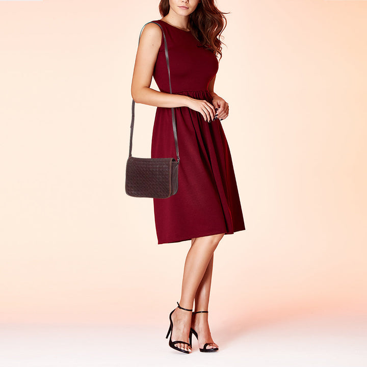 Bottega veneta Burgundy Intrecciato Leather Flap Crossbody Bag