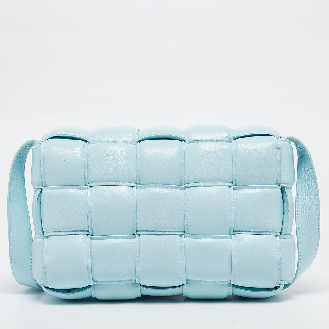 Bottega veneta Light Blue Padded Leather Cassette Shoulder Bag