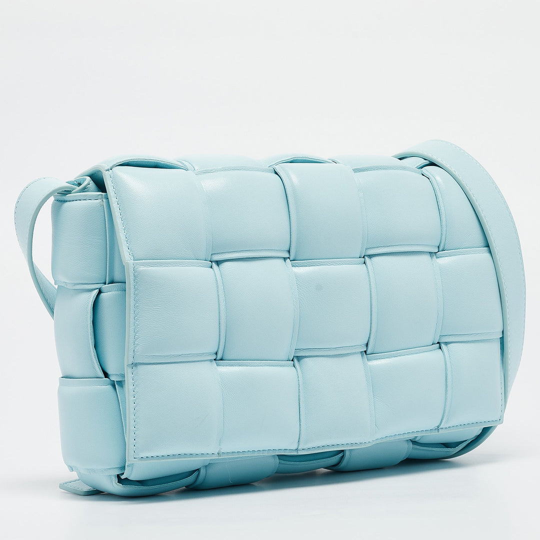 Bottega veneta Light Blue Padded Leather Cassette Shoulder Bag