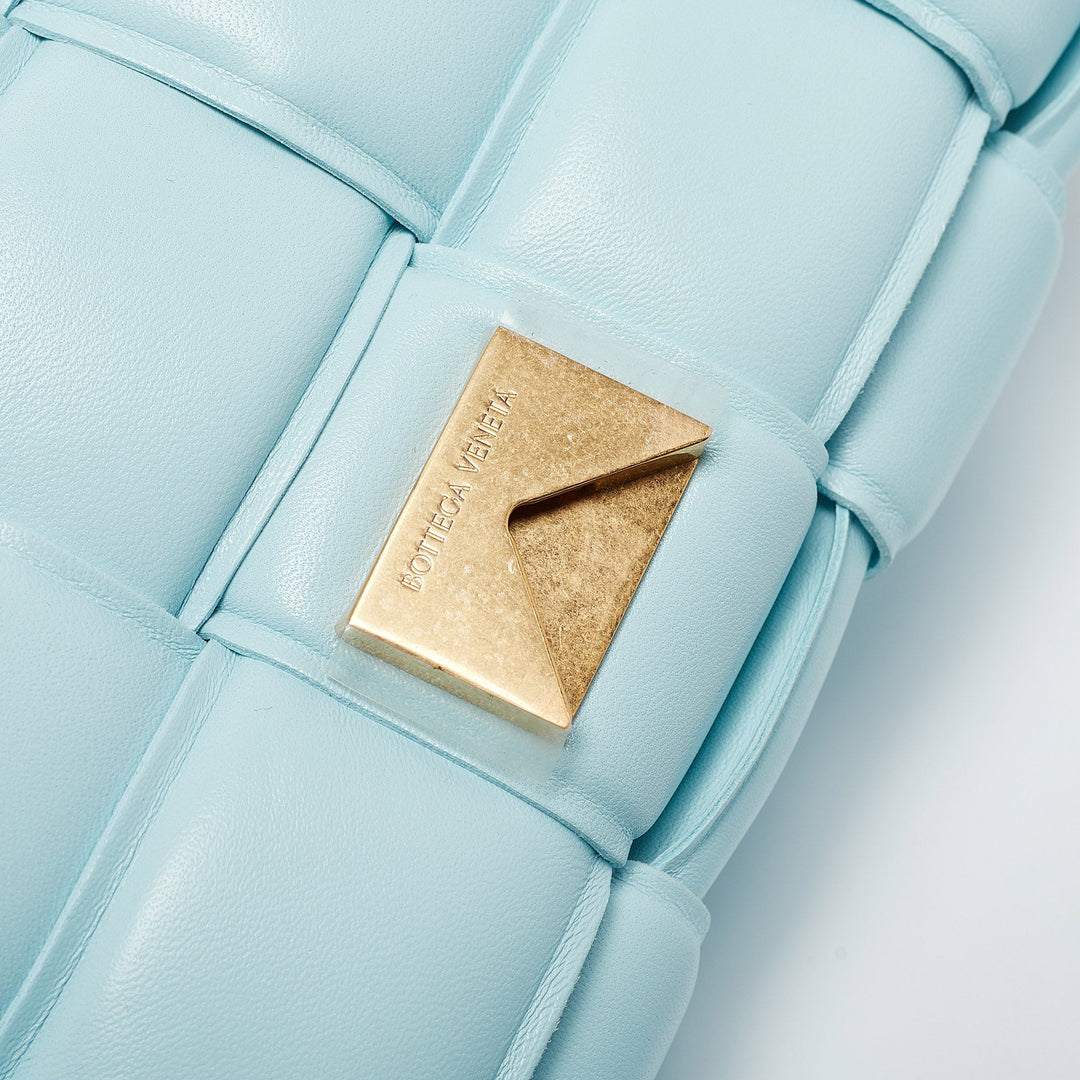 Bottega veneta Light Blue Padded Leather Cassette Shoulder Bag
