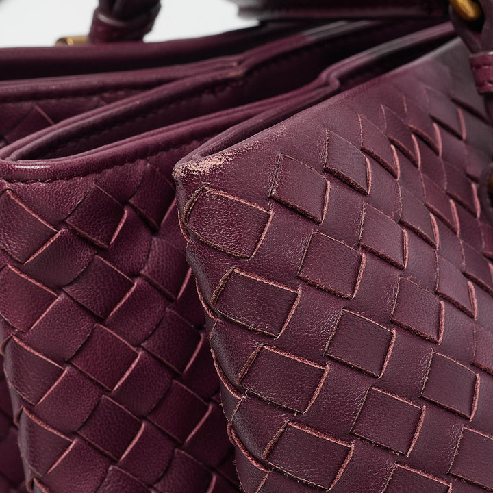 Bottega veneta Plum Intrecciato Leather Medium Roma Tote