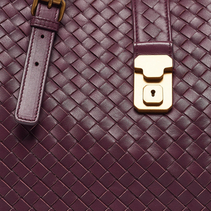 Bottega veneta Plum Intrecciato Leather Medium Roma Tote