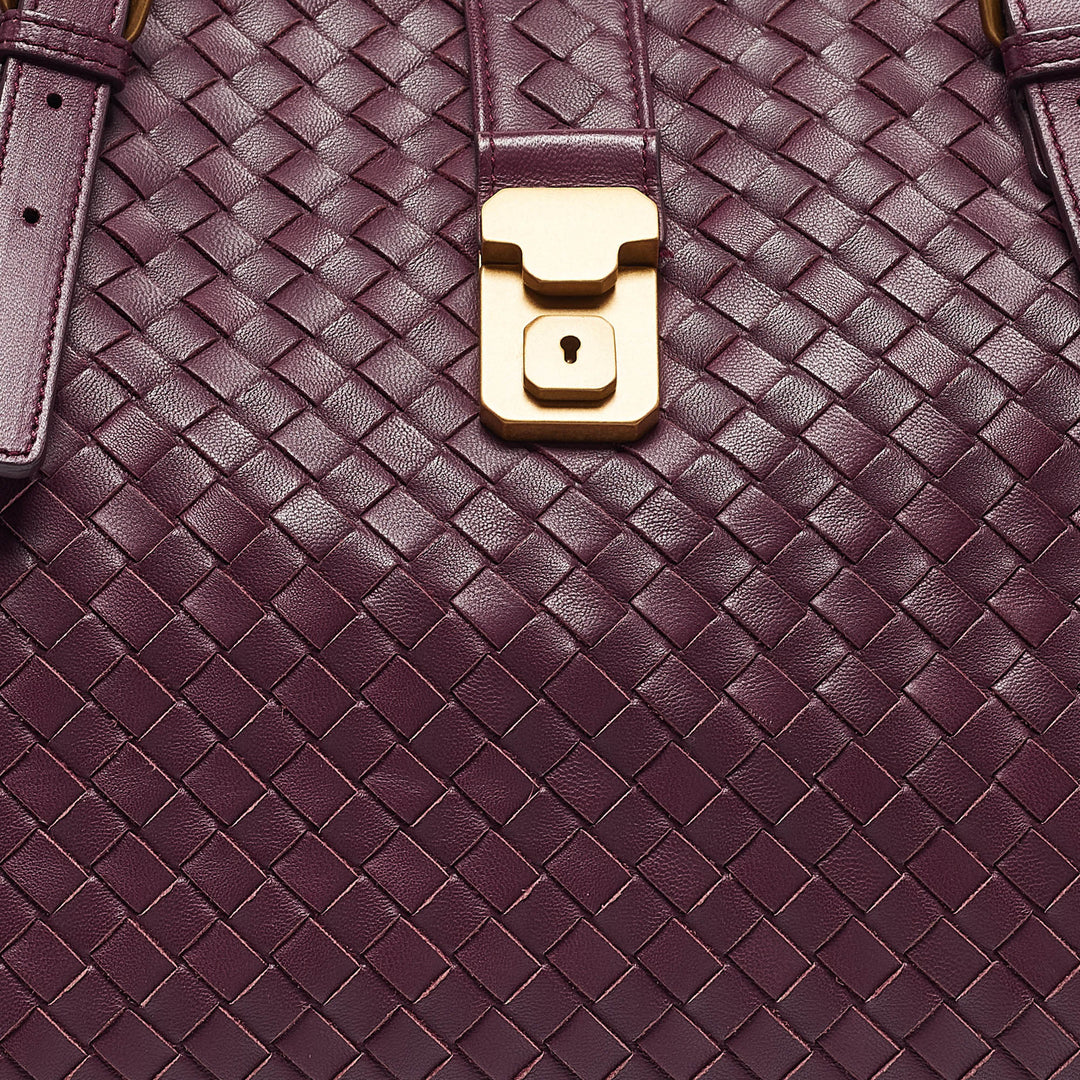 Bottega veneta Plum Intrecciato Leather Medium Roma Tote