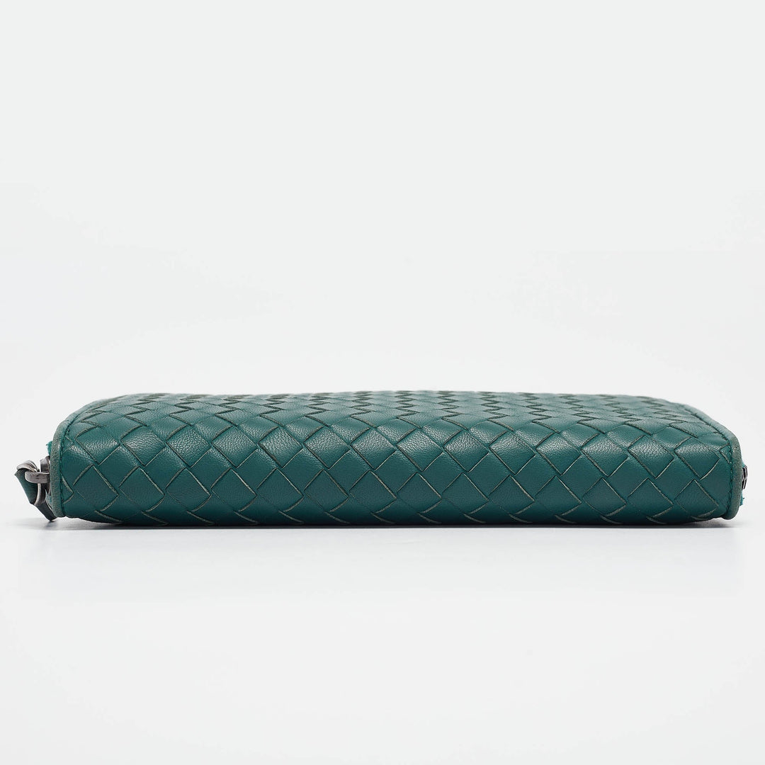 Bottega veneta Dark Green Intrecciato Leather Continental Wallet