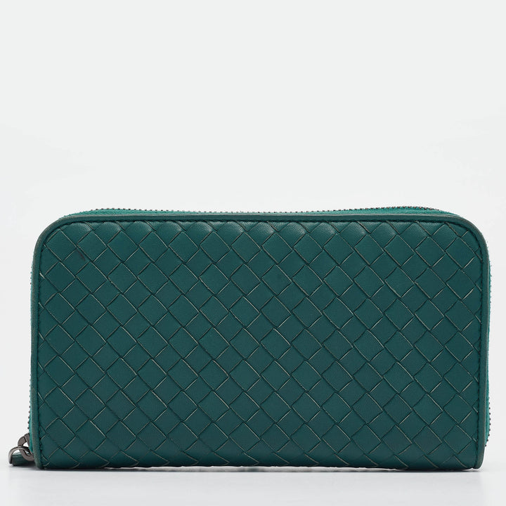 Bottega veneta Dark Green Intrecciato Leather Continental Wallet