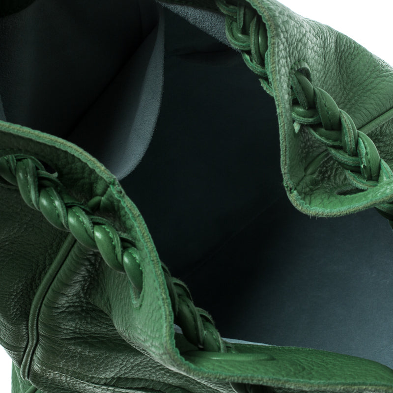 Bottega veneta Green Leather Braided Handle Hobo