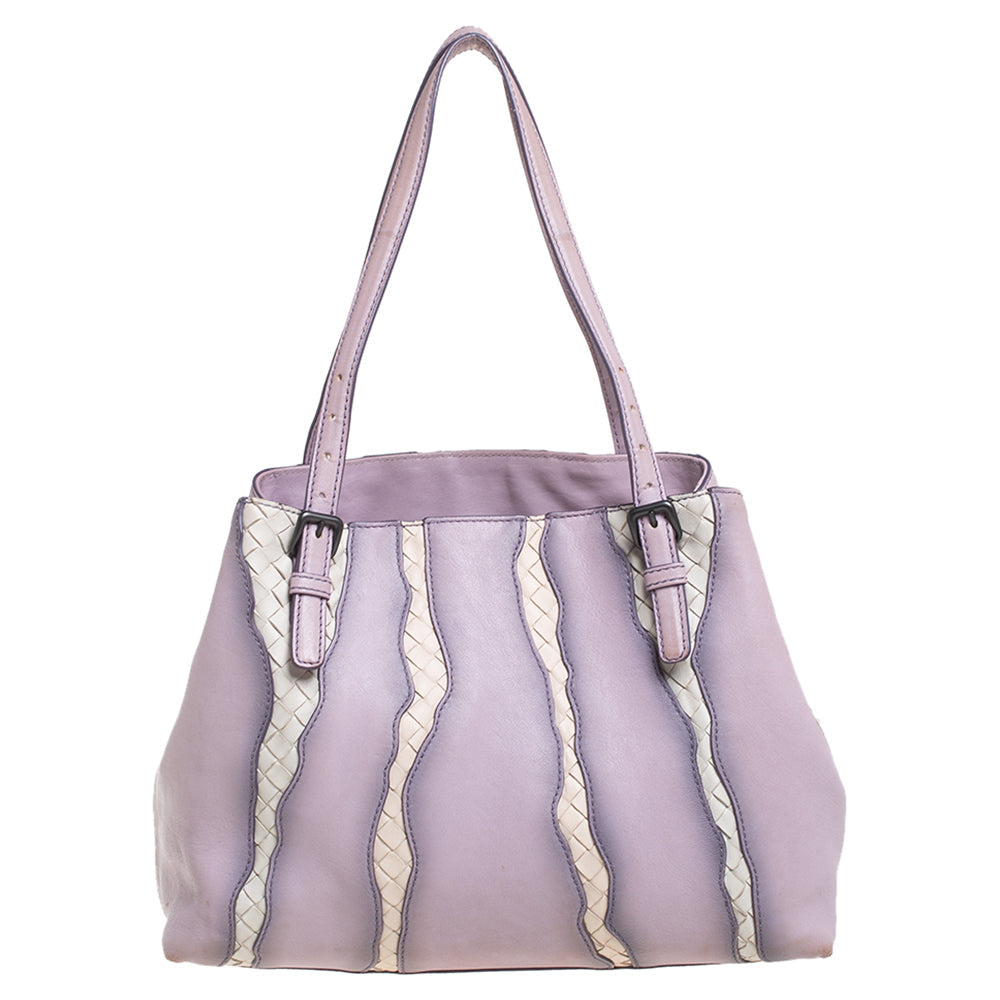 Bottega veneta Lilac And Intrecciato Leather Monalisa Tote