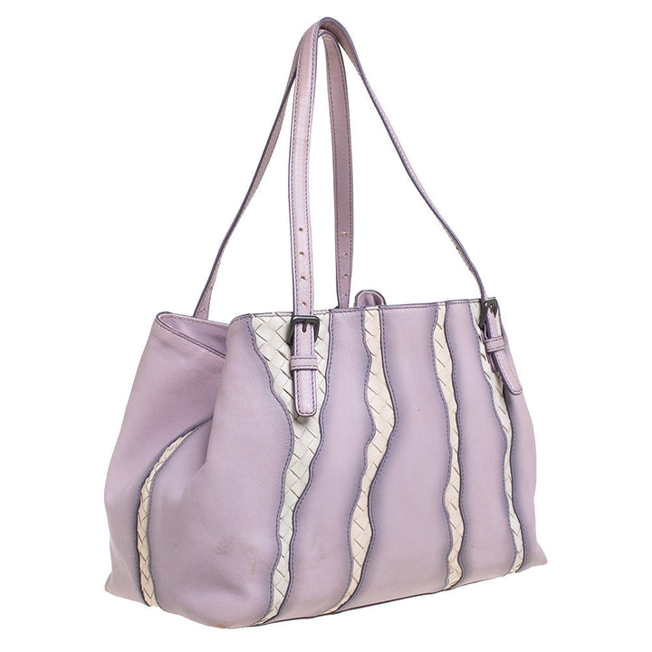 Bottega veneta Lilac And Intrecciato Leather Monalisa Tote