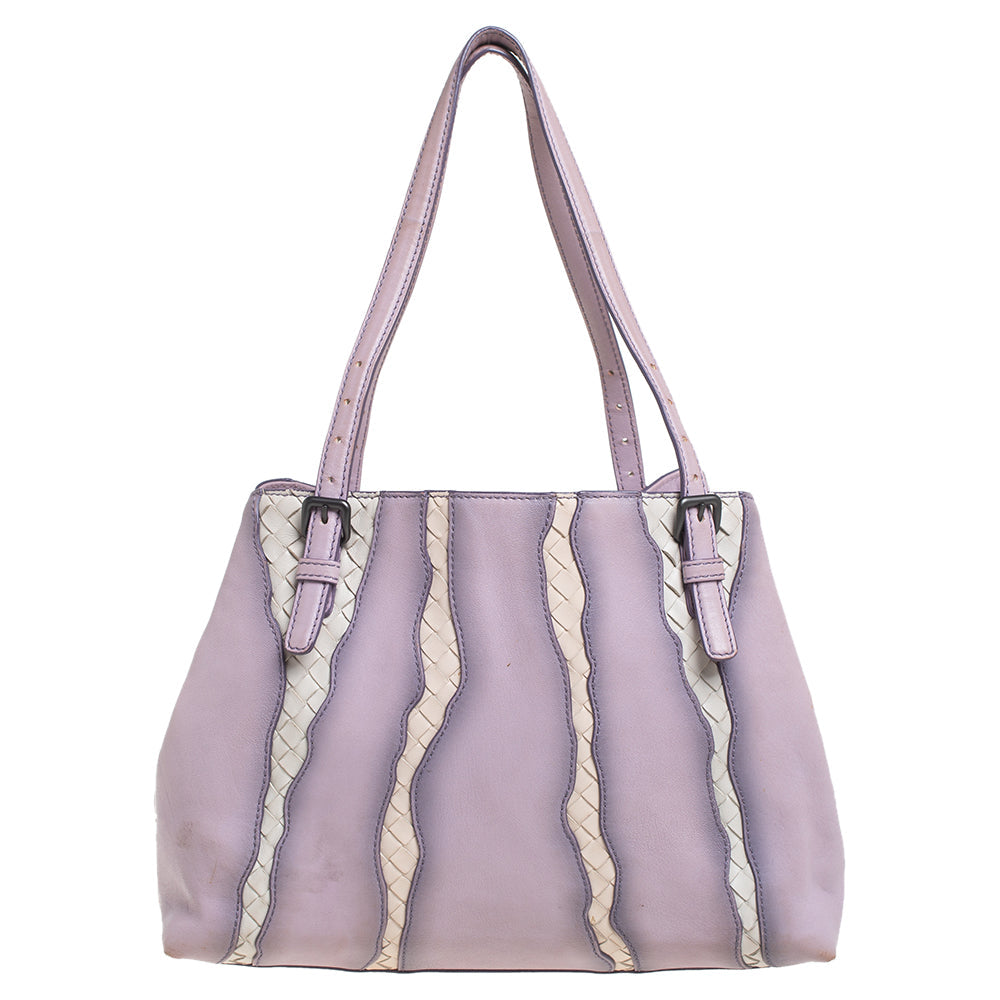 Bottega veneta Lilac And Intrecciato Leather Monalisa Tote