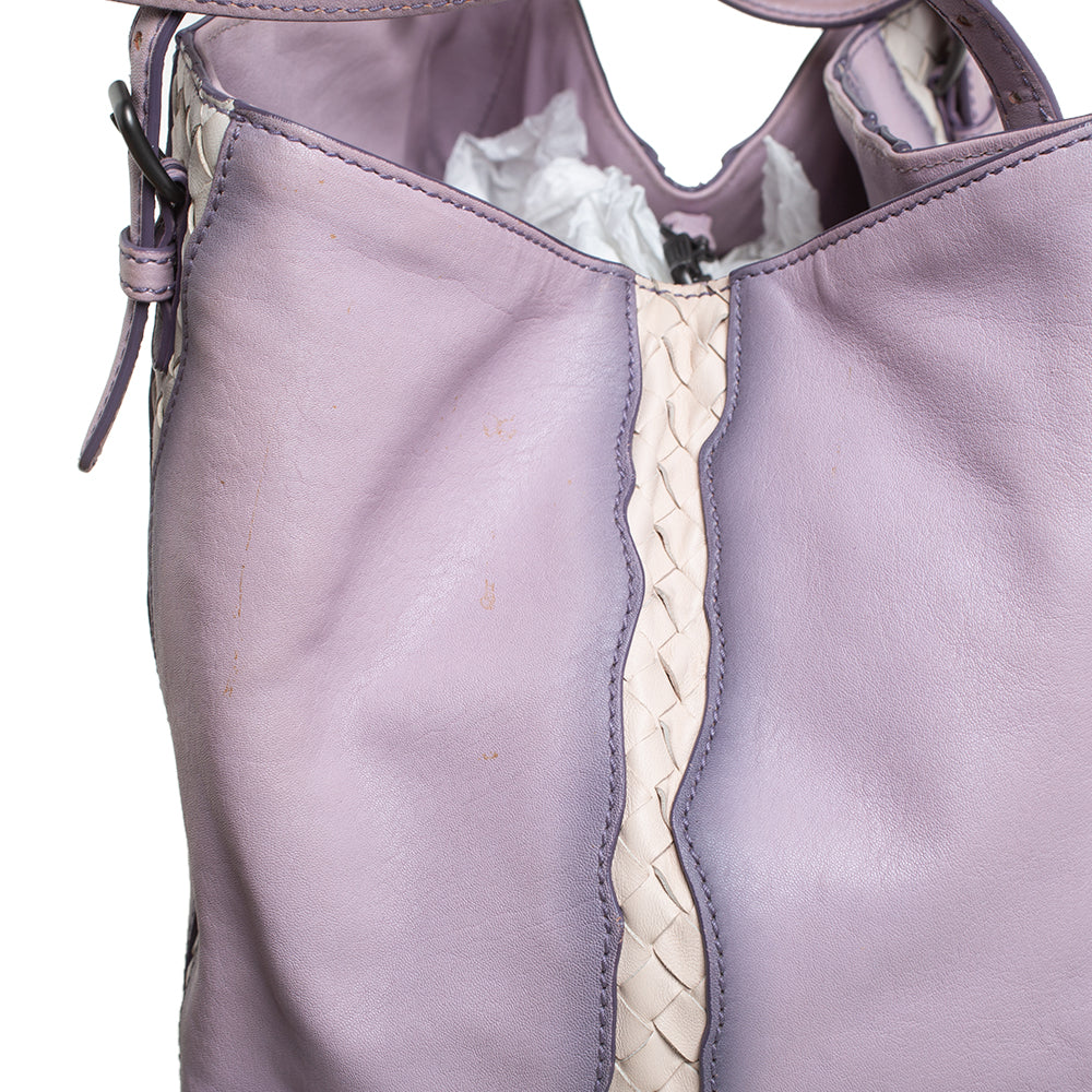 Bottega veneta Lilac And Intrecciato Leather Monalisa Tote