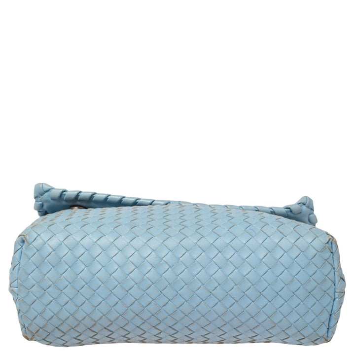 Bottega veneta Light Blue Intrecciato Leather Medium Olimpia Shoulder Bag