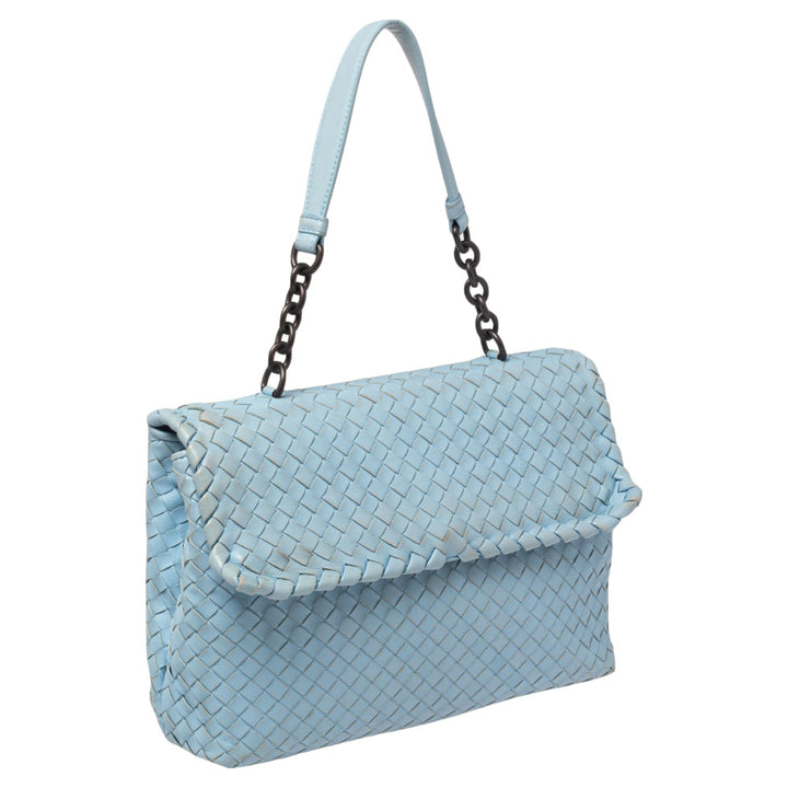 Bottega veneta Light Blue Intrecciato Leather Medium Olimpia Shoulder Bag