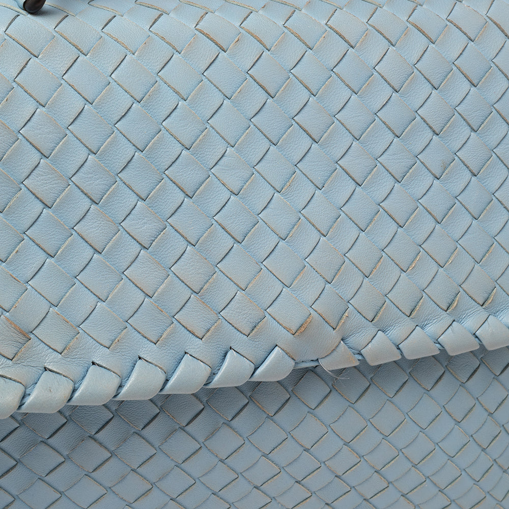 Bottega veneta Light Blue Intrecciato Leather Medium Olimpia Shoulder Bag