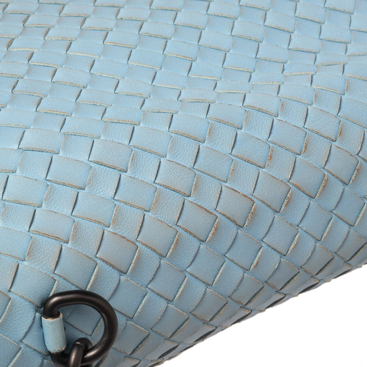 Bottega veneta Light Blue Intrecciato Leather Medium Olimpia Shoulder Bag