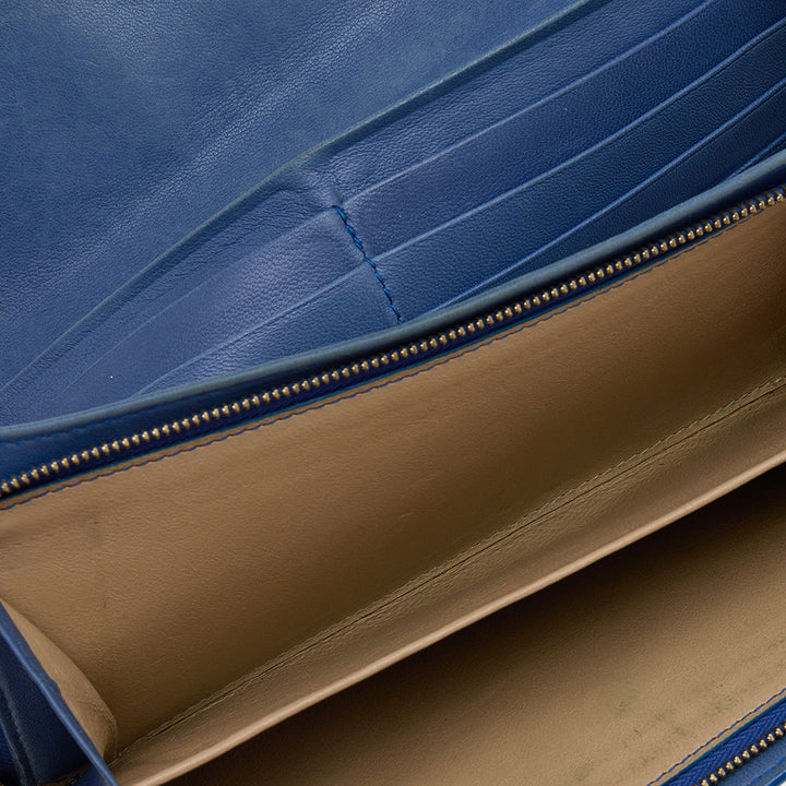 Bottega veneta Blue Intrecciato Leather Continental Flap Wallet