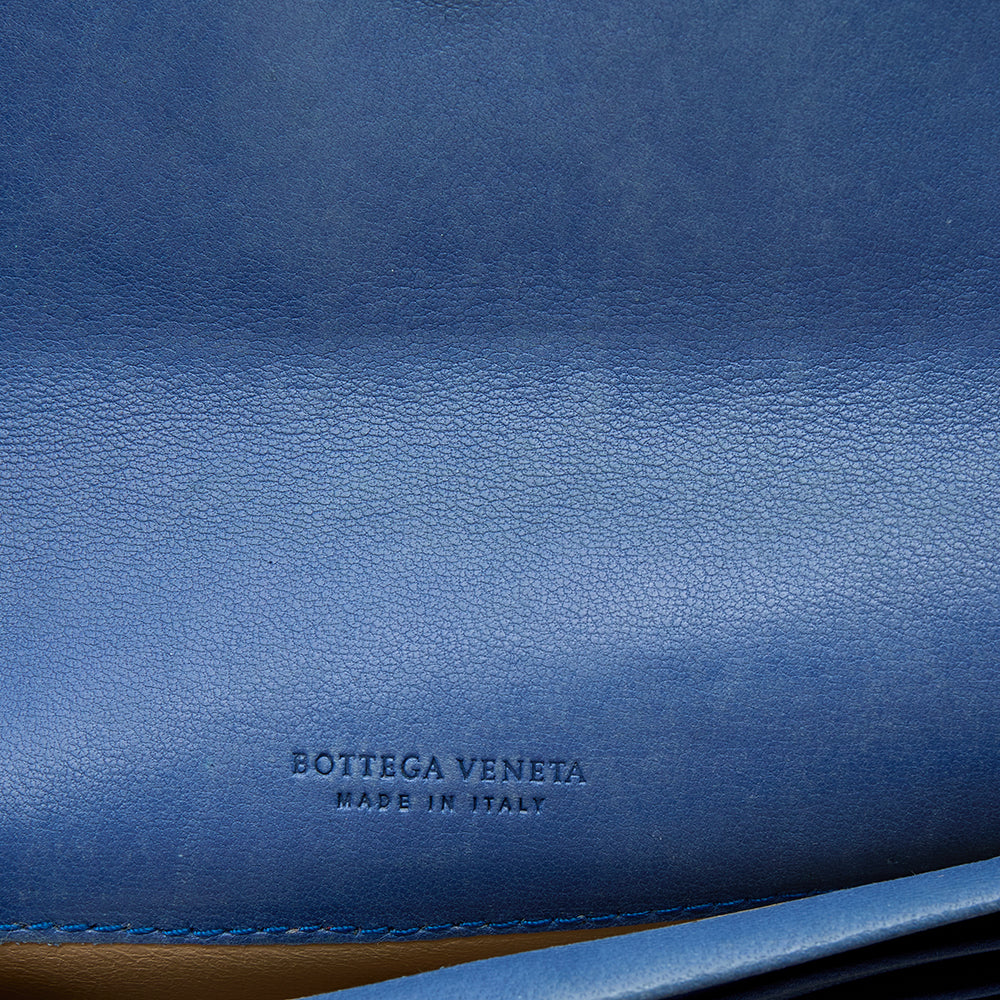 Bottega veneta Blue Intrecciato Leather Continental Flap Wallet