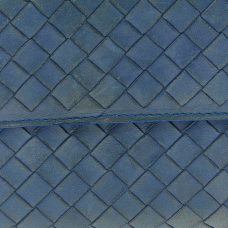Bottega veneta Blue Intrecciato Leather Continental Flap Wallet