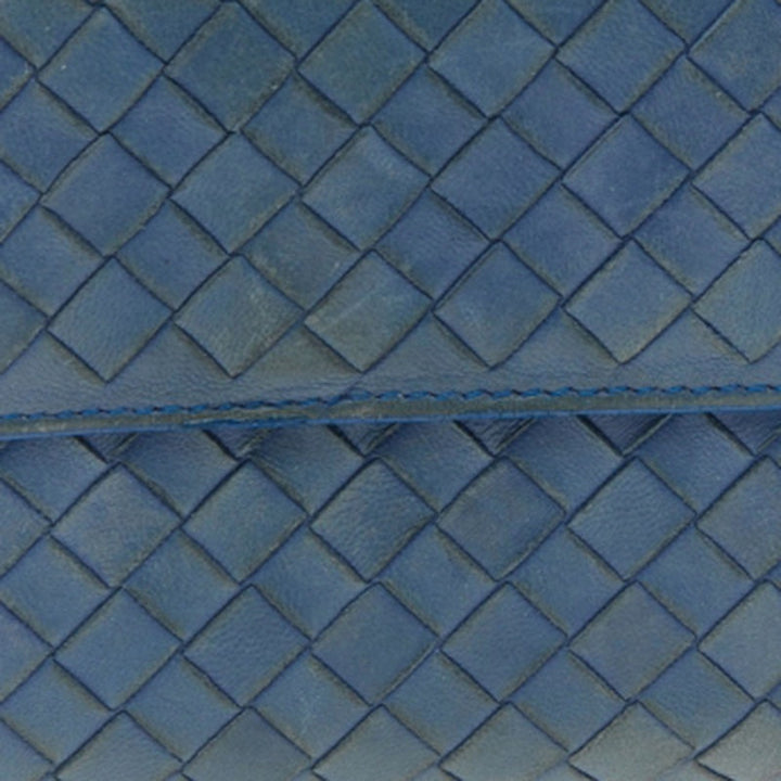 Bottega veneta Blue Intrecciato Leather Continental Flap Wallet