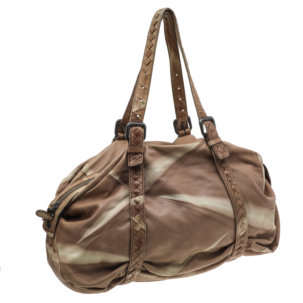 Bottega veneta Two Tone Intrecciato Leather Satchel