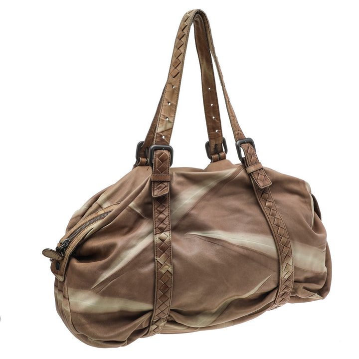 Bottega veneta Two Tone Intrecciato Leather Satchel