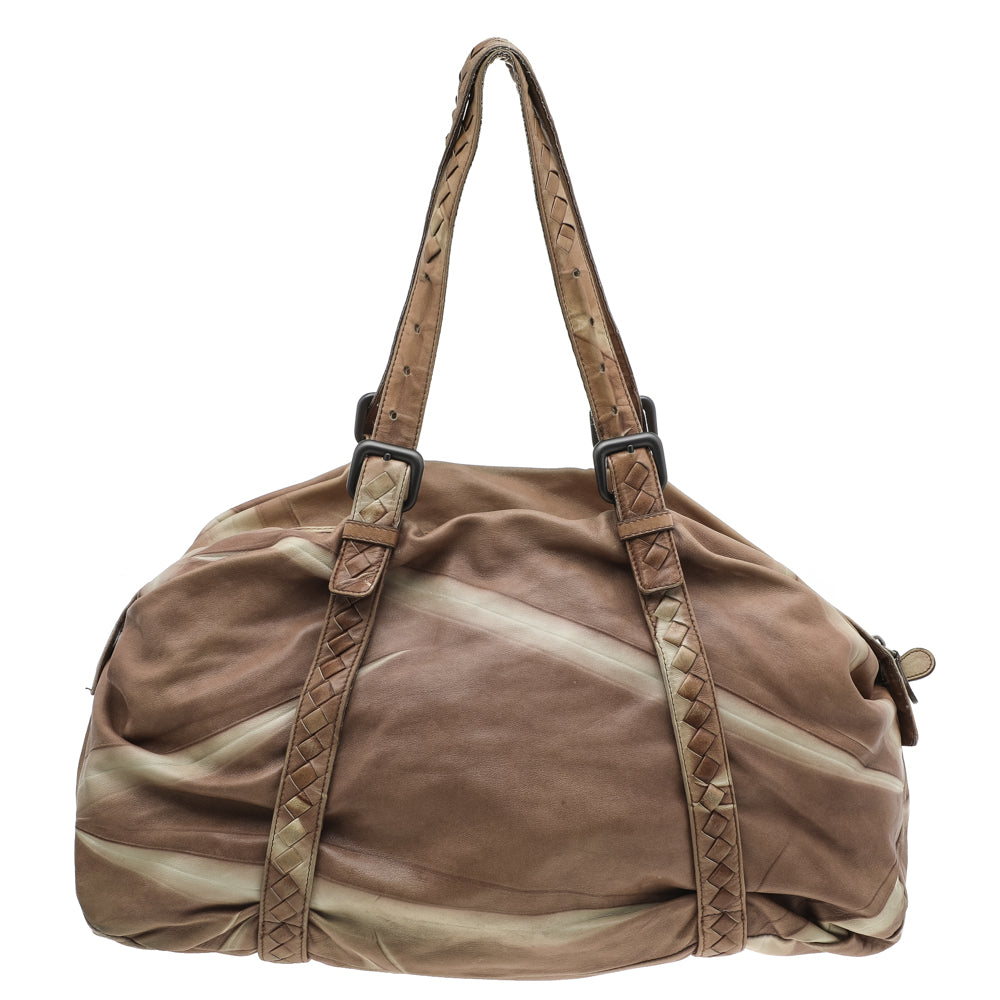 Bottega veneta Two Tone Intrecciato Leather Satchel