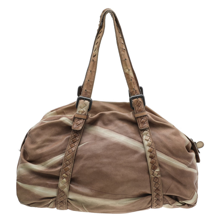 Bottega veneta Two Tone Intrecciato Leather Satchel