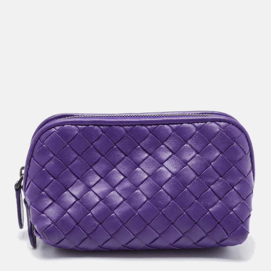 Bottega veneta Purple Intrecciato Leather Zip Purse
