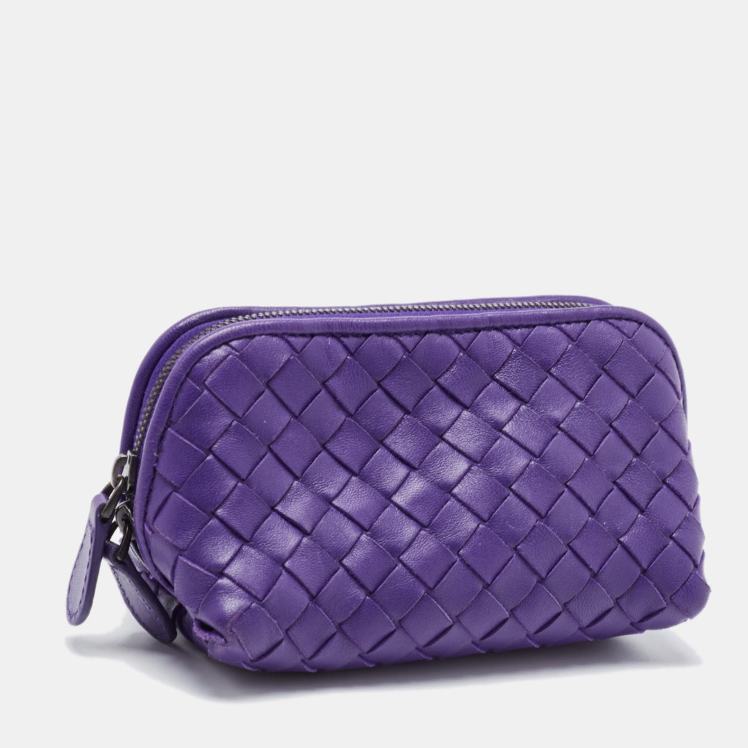 Bottega veneta Purple Intrecciato Leather Zip Purse