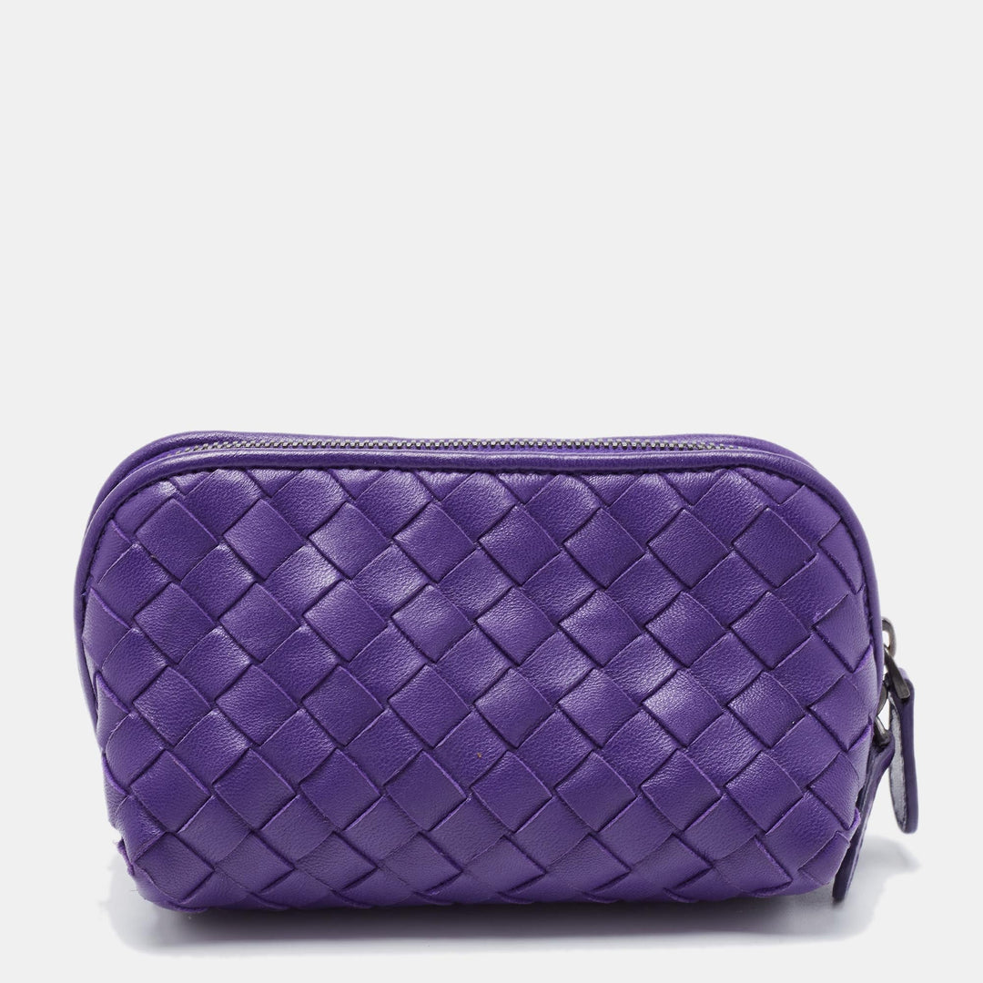 Bottega veneta Purple Intrecciato Leather Zip Purse