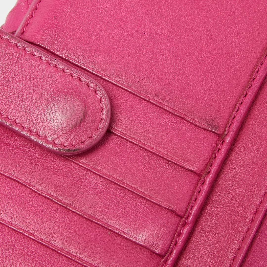 Bottega veneta Pink Intrecciato Leather Flap Continental Wallet