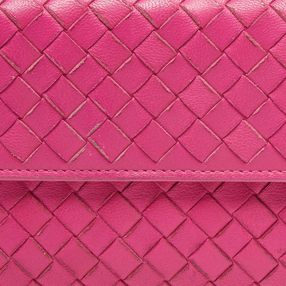 Bottega veneta Pink Intrecciato Leather Flap Continental Wallet