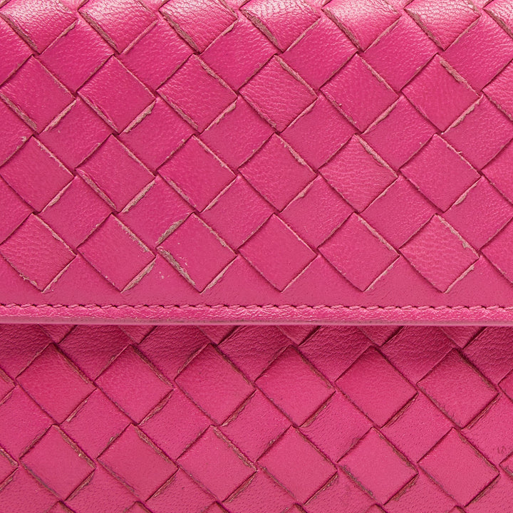 Bottega veneta Pink Intrecciato Leather Flap Continental Wallet