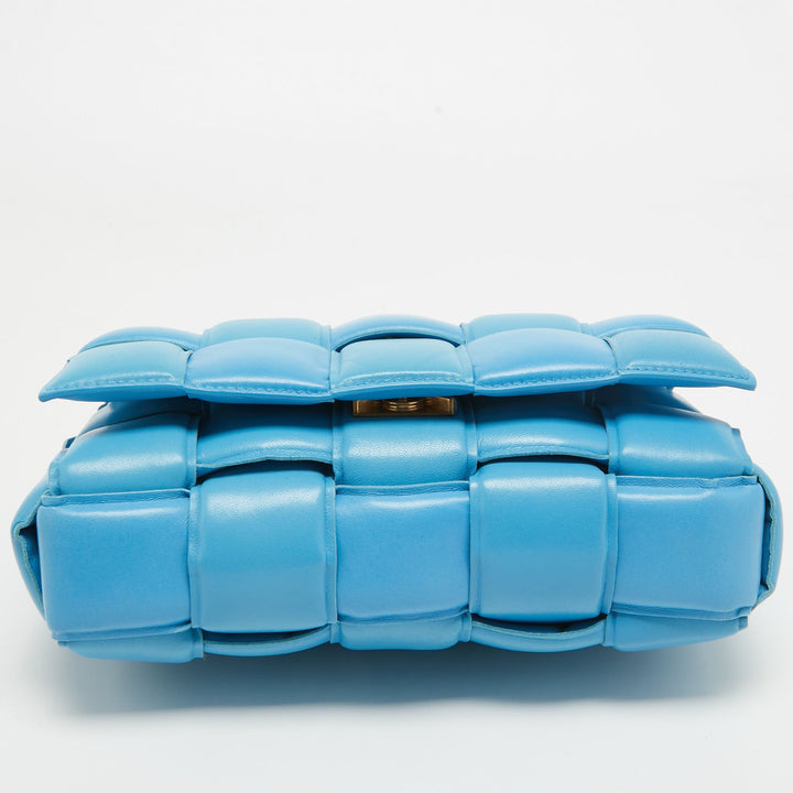 Bottega veneta Blue Intrecciato Leather Cassette Padded Chain Bag