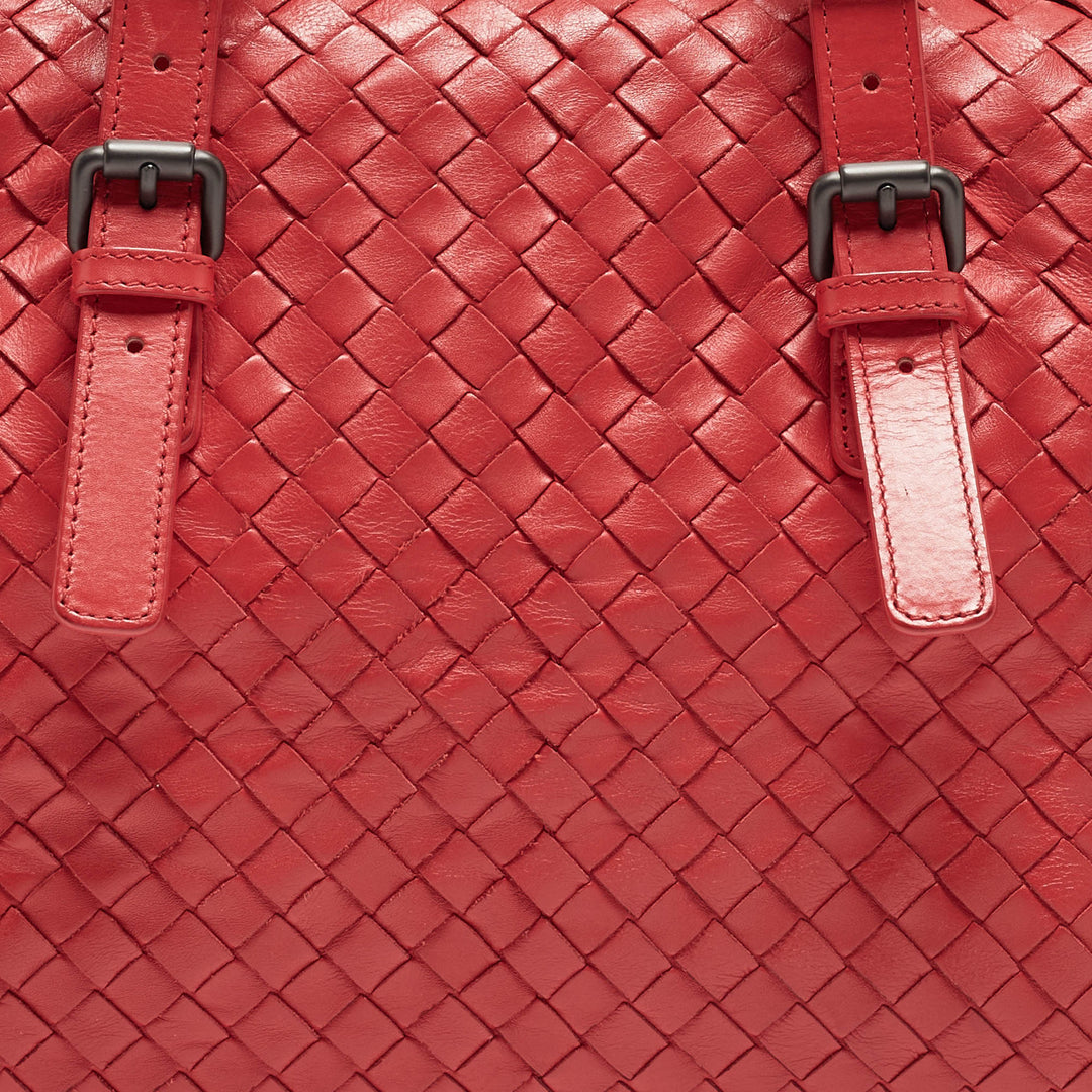 Bottega veneta Red Intrecciato Leather New Boston Bag