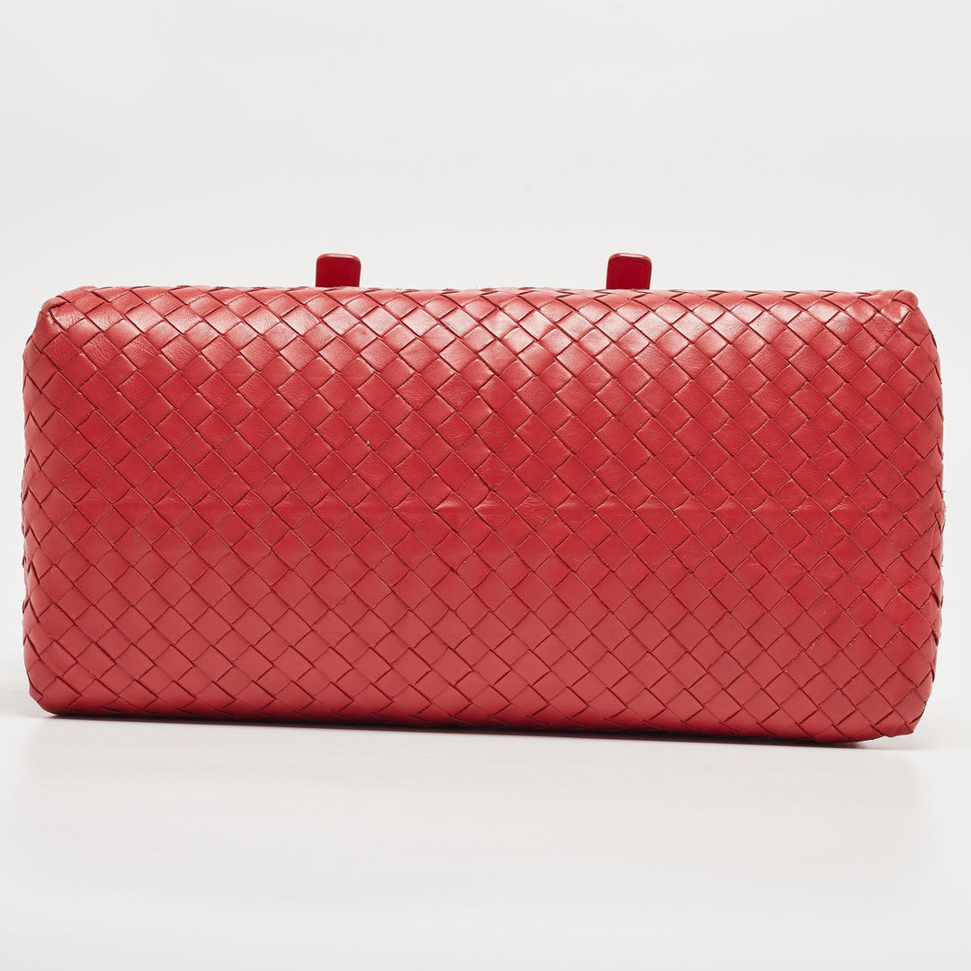 Bottega veneta Red Intrecciato Leather New Boston Bag