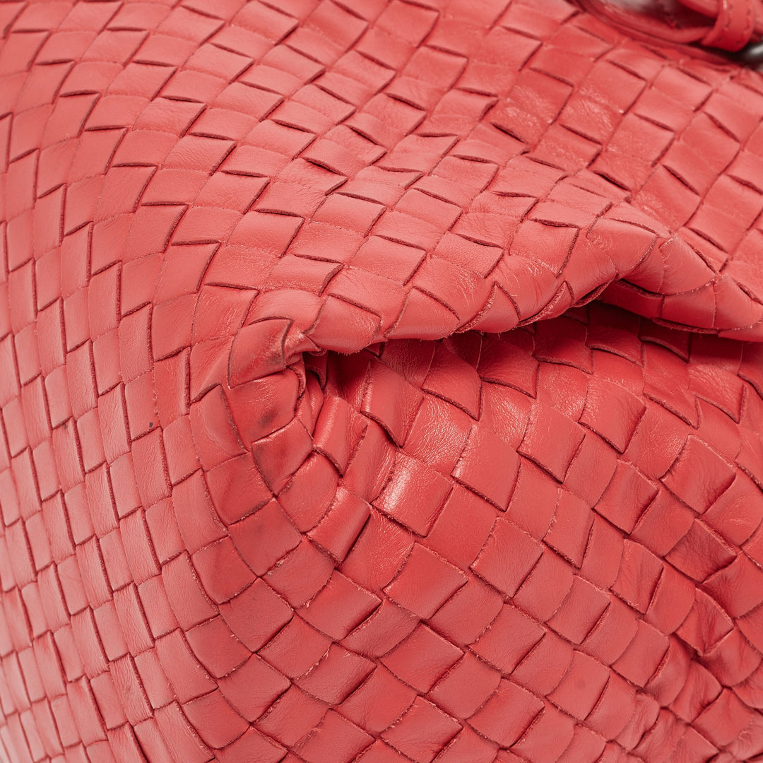Bottega veneta Red Intrecciato Leather New Boston Bag