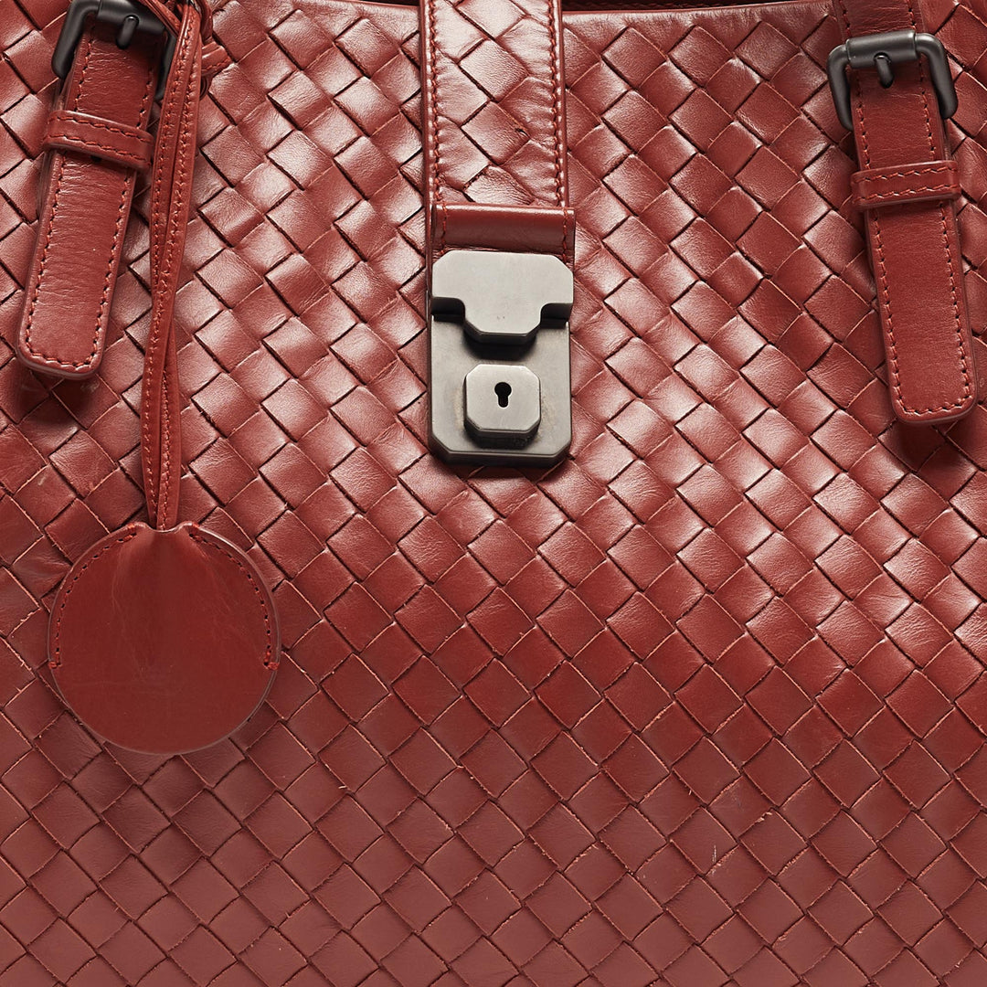 Bottega veneta  Maroon Intrecciato Leather Medium Roma Tote