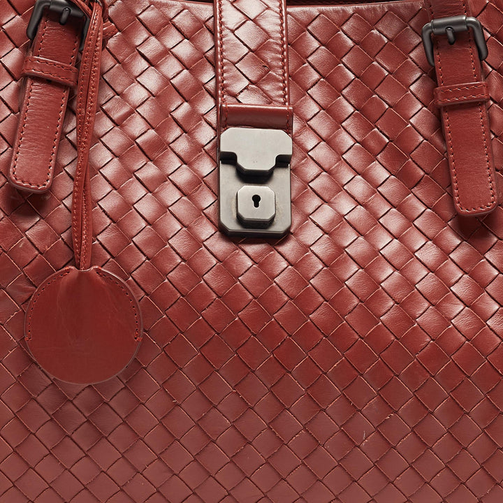 Bottega veneta  Maroon Intrecciato Leather Medium Roma Tote