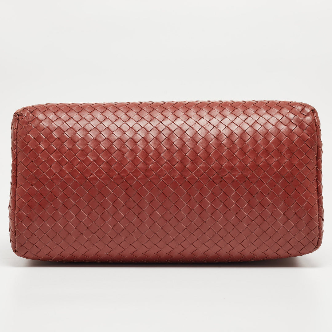 Bottega veneta  Maroon Intrecciato Leather Medium Roma Tote