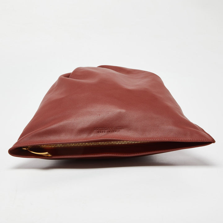 Bottega veneta Rust Brown Leather BV Knotted Twist Clutch
