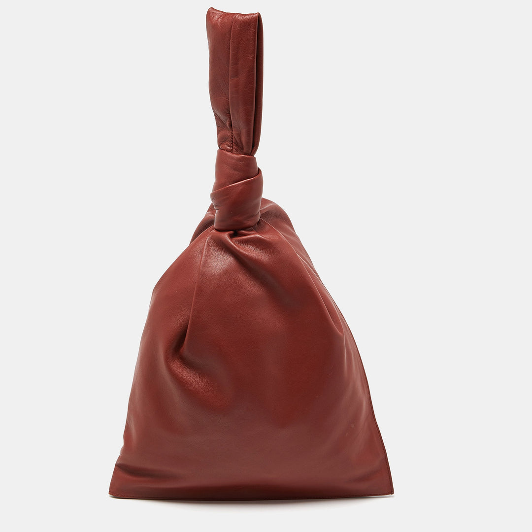 Bottega veneta Rust Brown Leather BV Knotted Twist Clutch