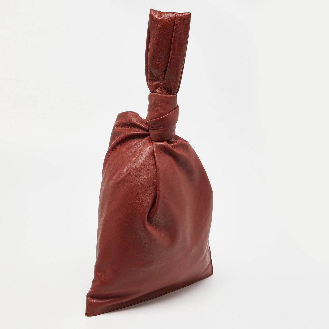 Bottega veneta Rust Brown Leather BV Knotted Twist Clutch