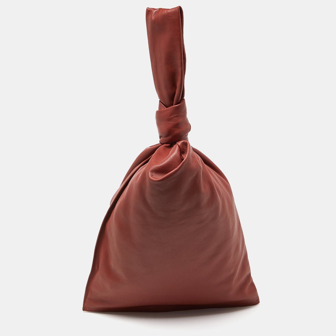Bottega veneta Rust Brown Leather BV Knotted Twist Clutch