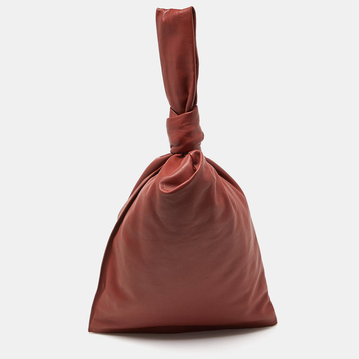 Bottega veneta Rust Brown Leather BV Knotted Twist Clutch