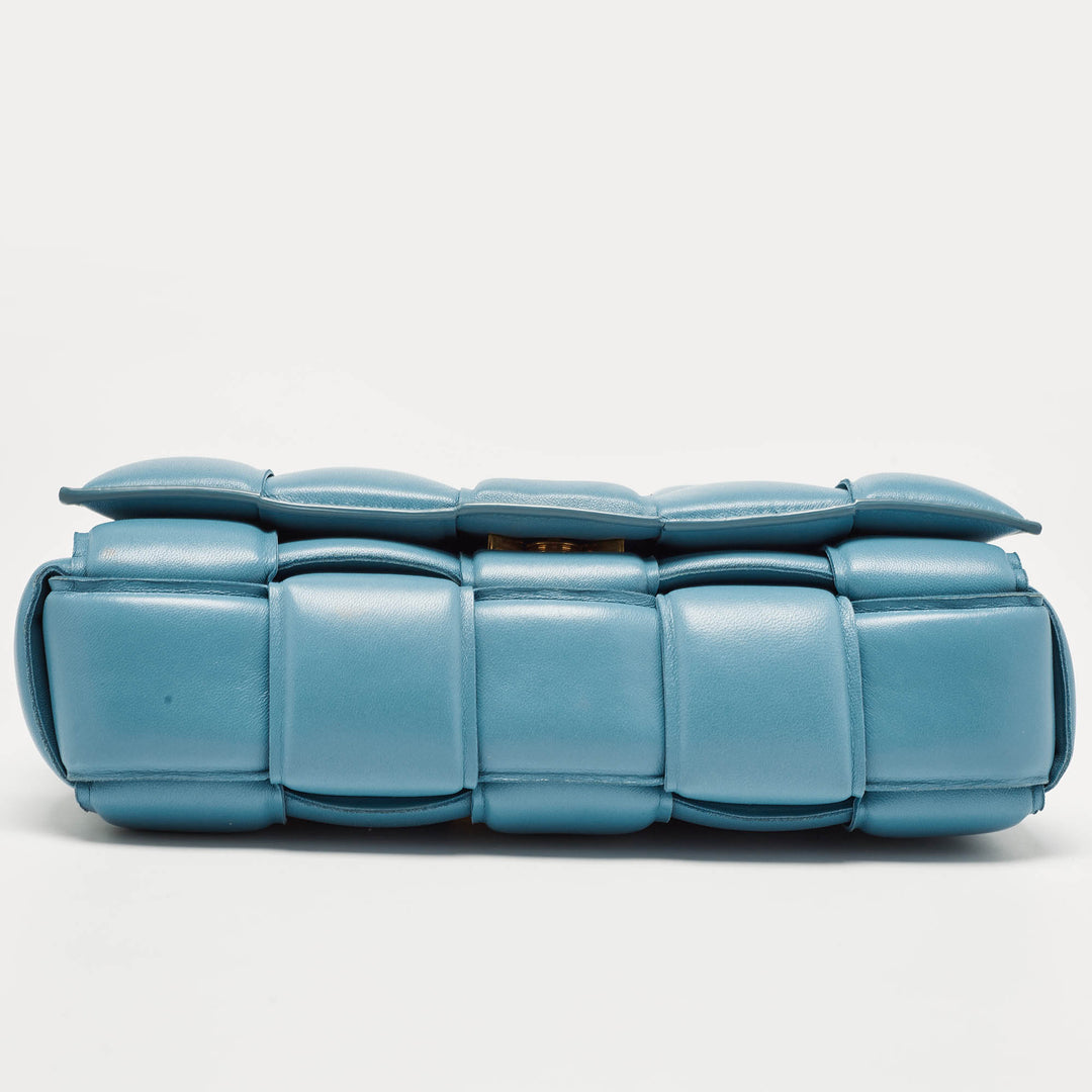 Bottega veneta Blue Padded Leather Chain Cassette Shoulder Bag