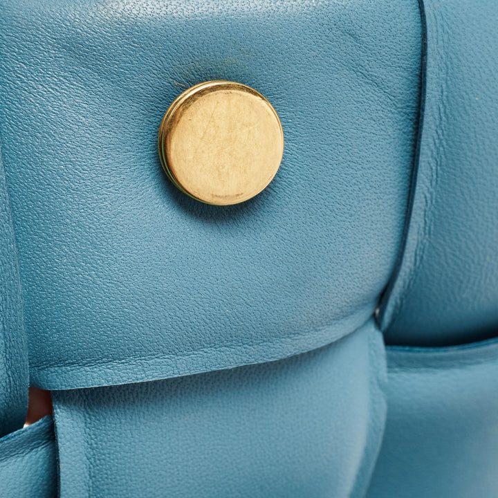Bottega veneta Blue Padded Leather Chain Cassette Shoulder Bag