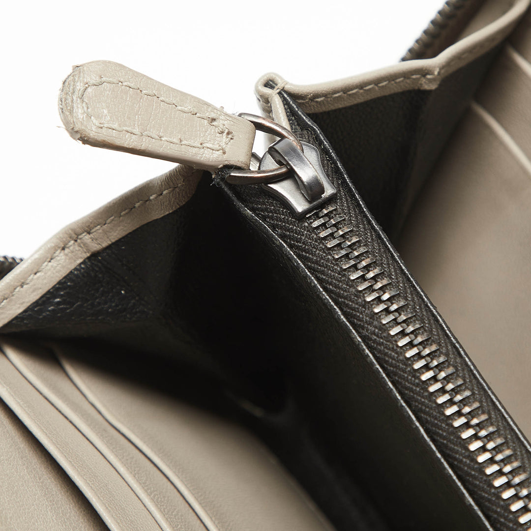 Bottega veneta Grey Intrecciato Leather Zip Around Wallet