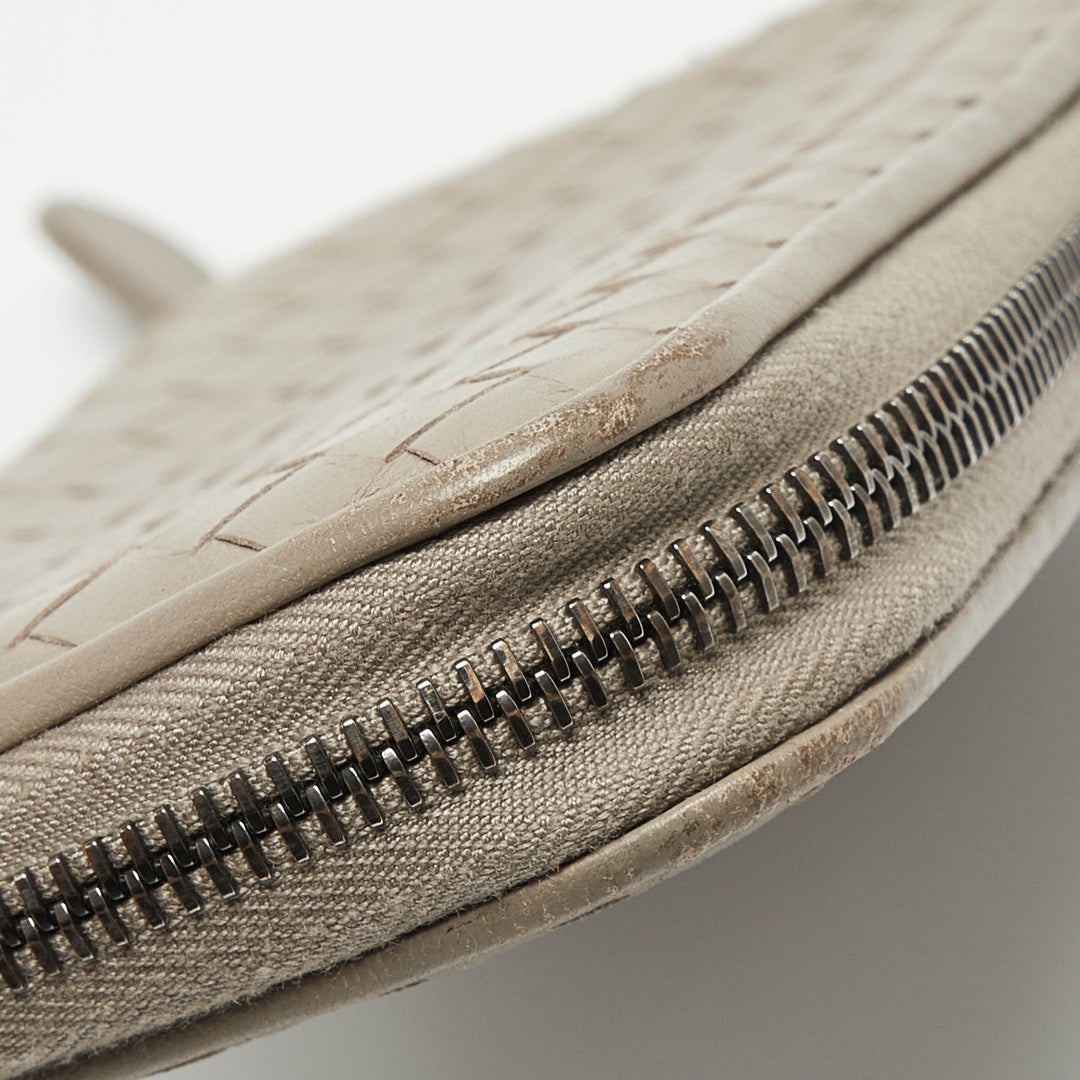 Bottega veneta Grey Intrecciato Leather Zip Around Wallet