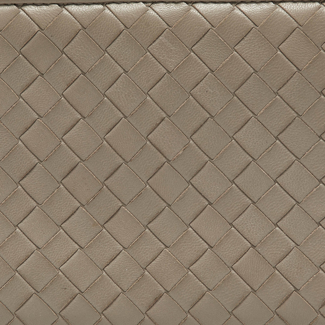 Bottega veneta Grey Intrecciato Leather Zip Around Wallet